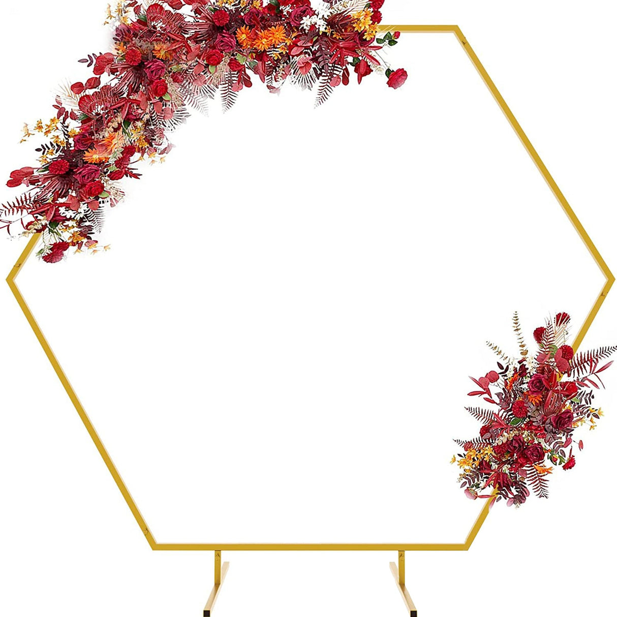 Heavy Duty Gold Metal Hexagonal Wedding Arch Photo Backdrop Stand 7.87ft - YauSpark