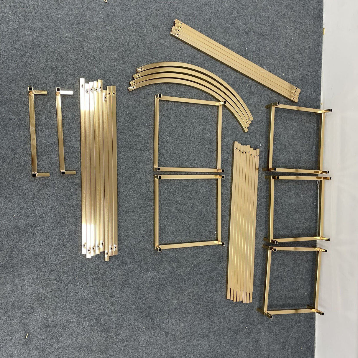 Heavy Duty Gold Metal Rectangular Wedding Arch in Arc de Triomphe Style, 3D Floral Balloon Frame Backdrop Stand - 8.5ft - YauSpark