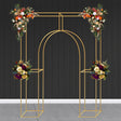 Heavy Duty Gold Metal Rectangular Wedding Arch in Arc de Triomphe Style, 3D Floral Balloon Frame Backdrop Stand - 8.5ft - YauSpark