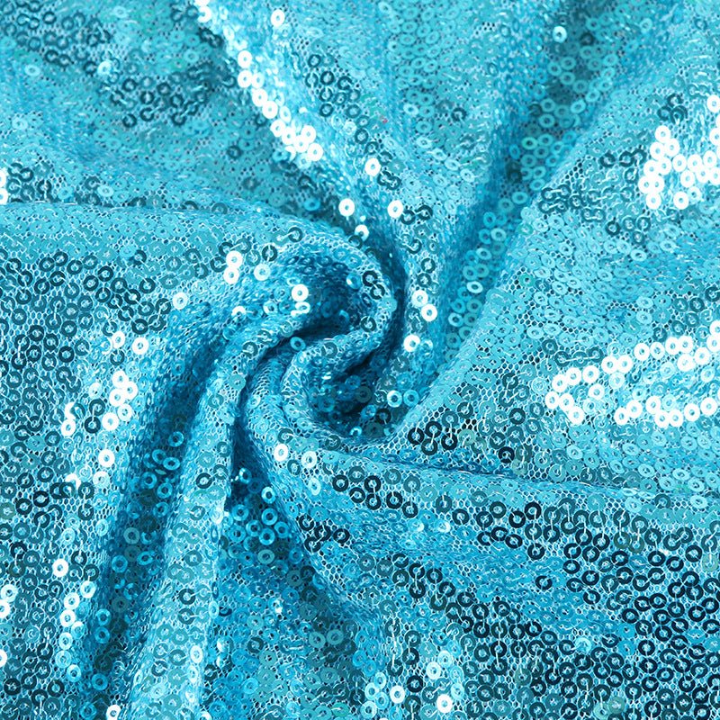 Lake Blue Sequin Backdrop Drape Curtains with Rod Pockets - 8ftx8ft - YauSpark