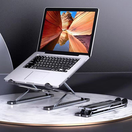 Laptop Stand Adjustable Portable Aluminum Black - YauSpark