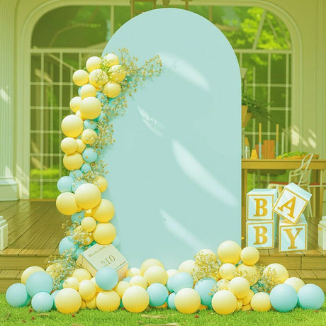 Light Blue Polyester Wedding Arch Cover - YauSpark