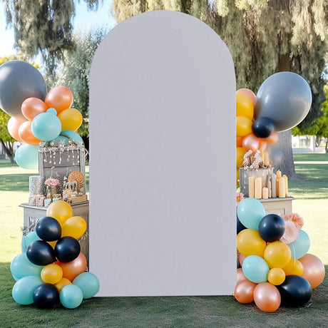 Light Gray Polyester Wedding Arch Cover - YauSpark