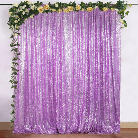 Light Purple Sequin Backdrop Drape Curtains with Rod Pockets - 8ftx8ft - YauSpark