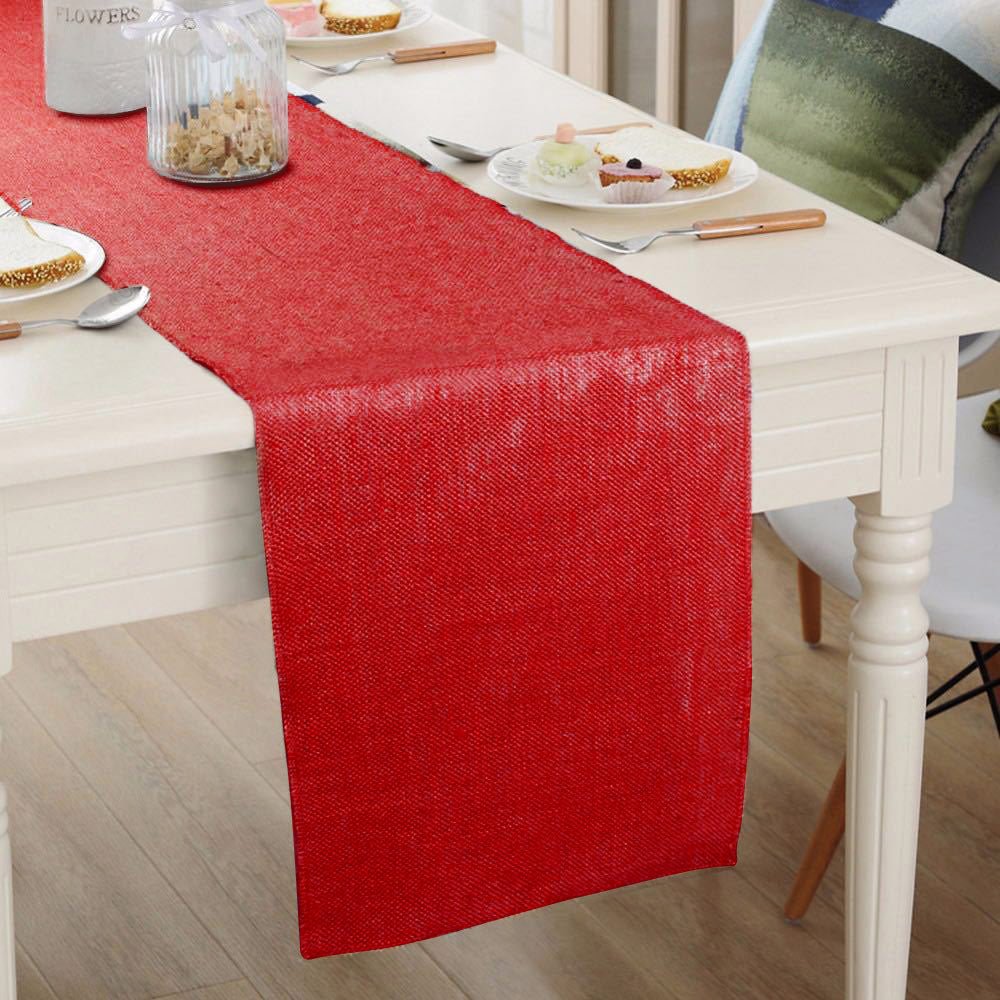 Linen Table Runner 12"x108" Burgundy - YauSpark