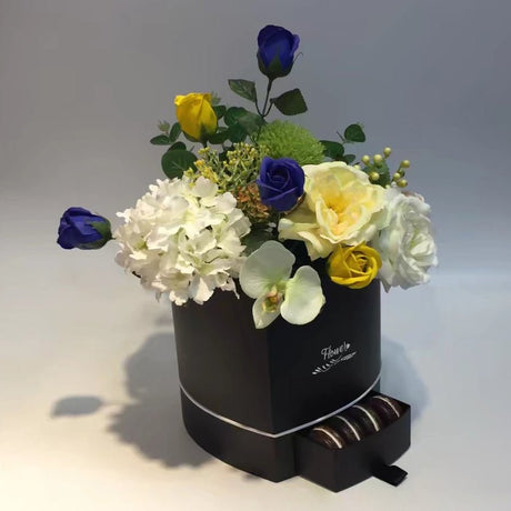 Luxury Heart Shaped Flower Boxes with Lids Double Layer Gift Paper Mache Boxes Black - YauSpark