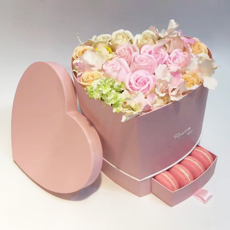 Luxury Heart Shaped Flower Boxes with Lids Double Layer Gift Paper Mache Boxes Pink - YauSpark