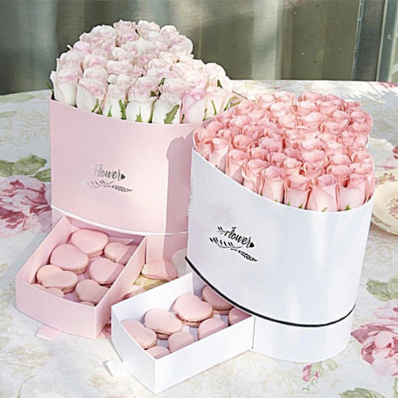 Luxury Heart Shaped Flower Boxes with Lids Double Layer Gift Paper Mache Boxes Pink - YauSpark