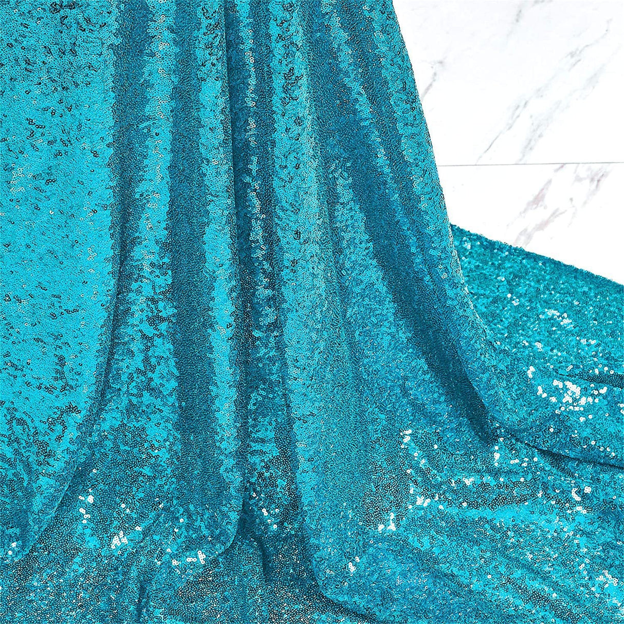 Malachite Green Sequin Backdrop Drape Curtains with Rod Pockets - 8ftx8ft - YauSpark