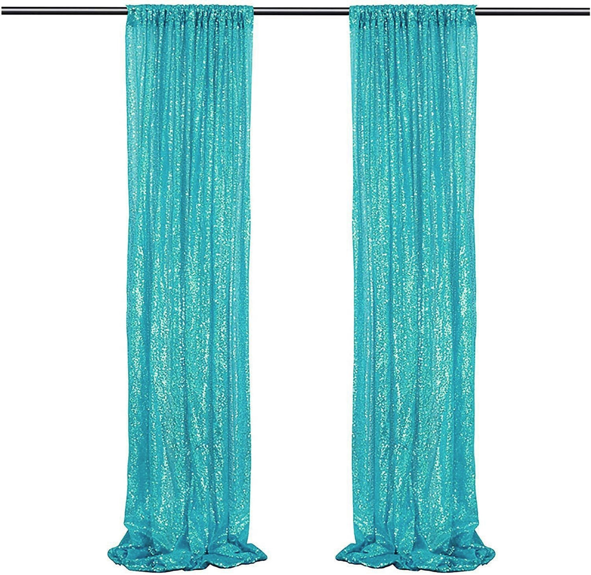 Malachite Green Sequin Backdrop Drape Curtains with Rod Pockets - 8ftx8ft - YauSpark