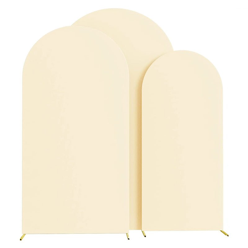 Matte Beige Polyester Wedding Arch Cover - YauSpark