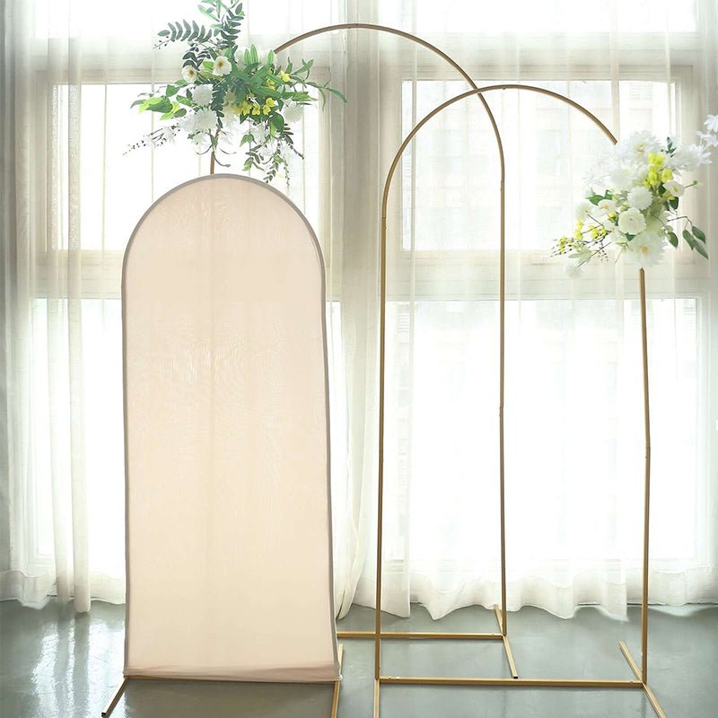 Matte Beige Polyester Wedding Arch Cover - YauSpark
