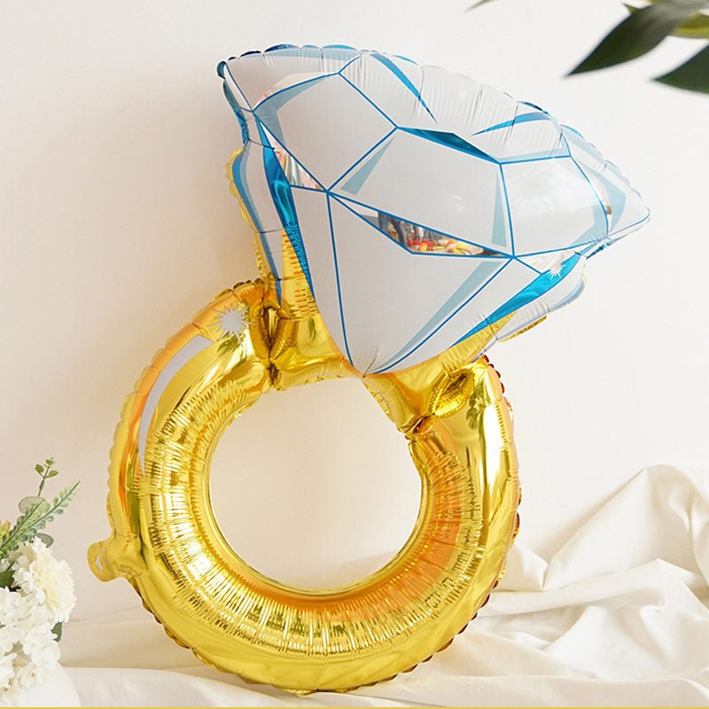 Medium Gold Diamond Ring Mylar Foil Helium Air Balloon 32" - YauSpark