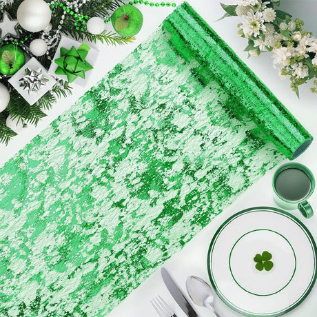 Mesh Polyester Table Runner 11"X108" Metallic Green - YauSpark