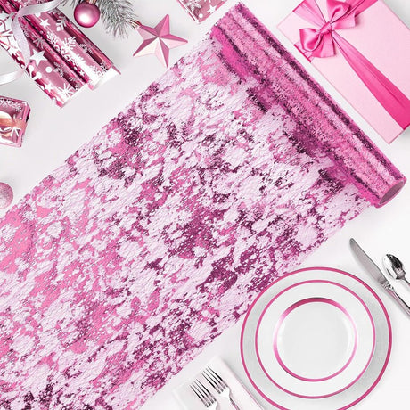 Mesh Polyester Table Runner 11"X108" Metallic Pink - YauSpark