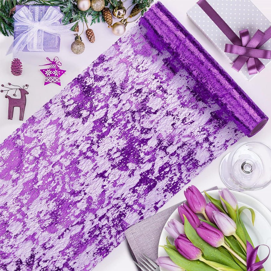 Mesh Polyester Table Runner 11"X108" Metallic Purple - YauSpark