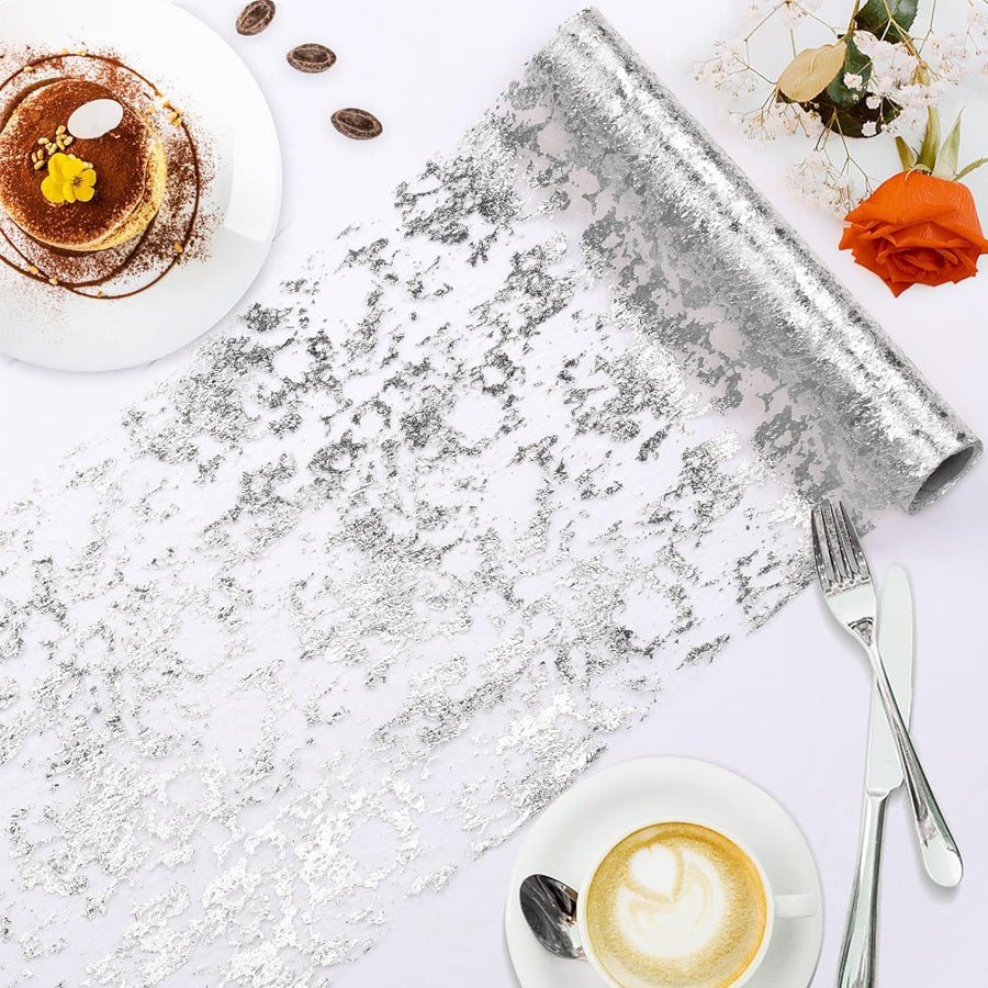 Mesh Polyester Table Runner 11"X108" Metallic Silver - YauSpark
