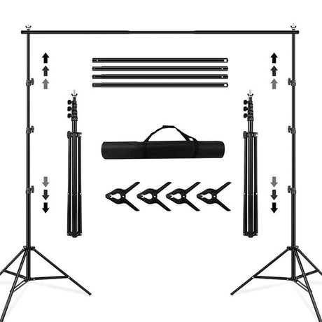 Metal Adjustable Pipe and Drape Photography Backdrop Stand Kit 10ft - YauSpark