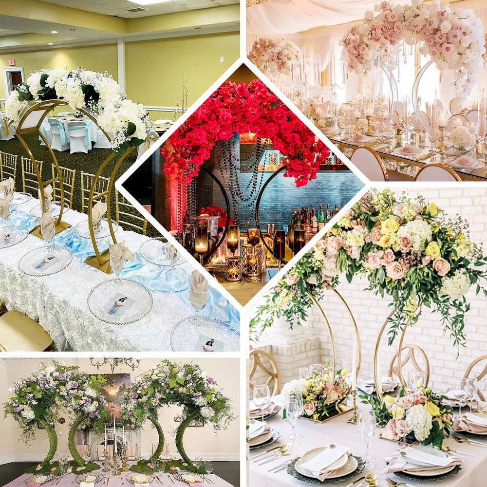 Metal Floral Arch Frame 38" Gold - YauSpark