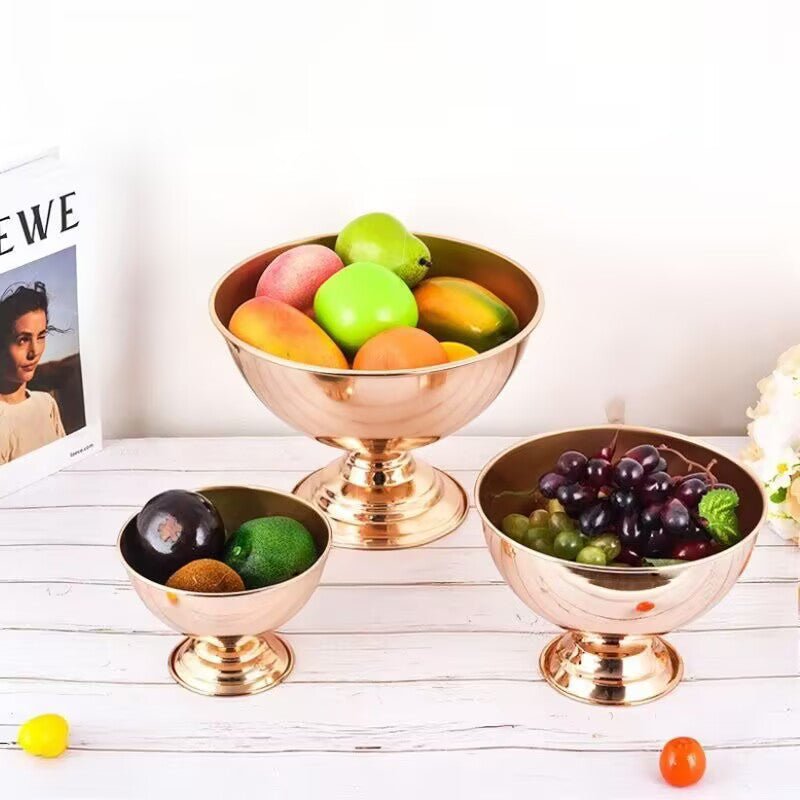 Metal Round Pedestal Flower Pot 10" Gold - YauSpark