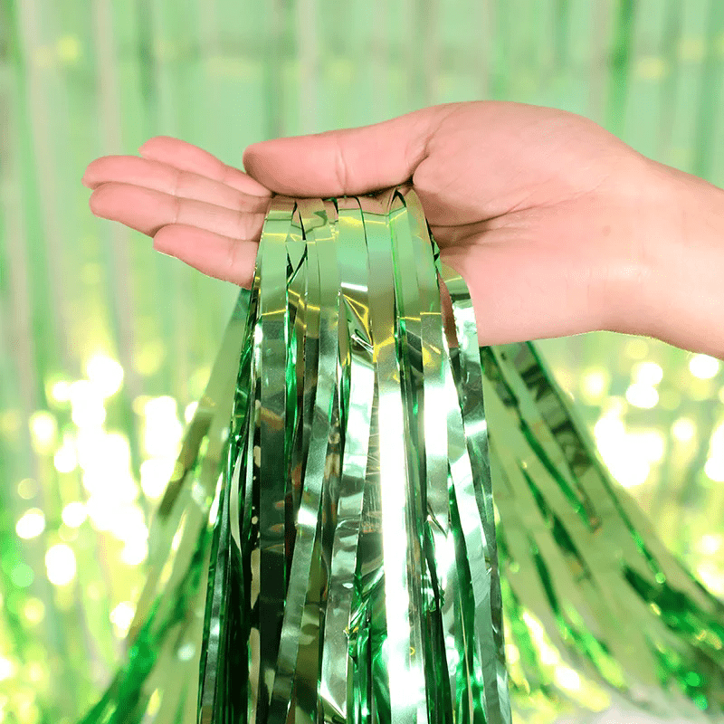 Metallic Tinsel Foil Fringe Doorway Curtain Party Backdrop 6ft Fruit Green - YauSpark