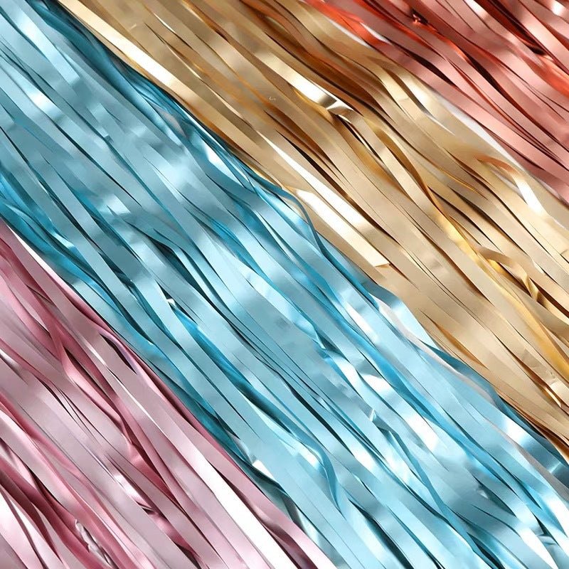 Metallic Tinsel Foil Fringe Doorway Curtain Party Backdrop 6ft Matte Tiffany Blue - YauSpark