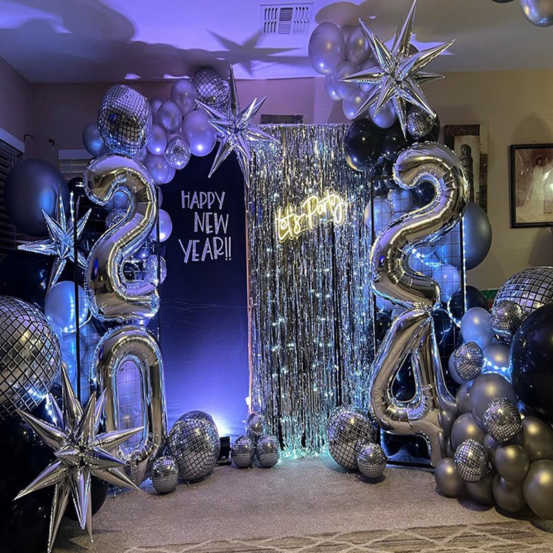 Metallic Tinsel Foil Fringe Doorway Curtain Party Backdrop 7ft Purple - YauSpark