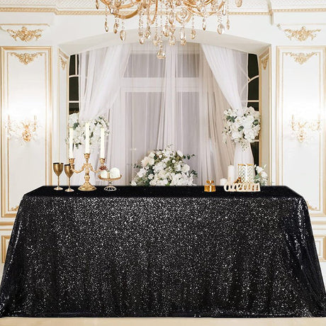 Mini Sequin Rectangle Tablecloth Black - YauSpark