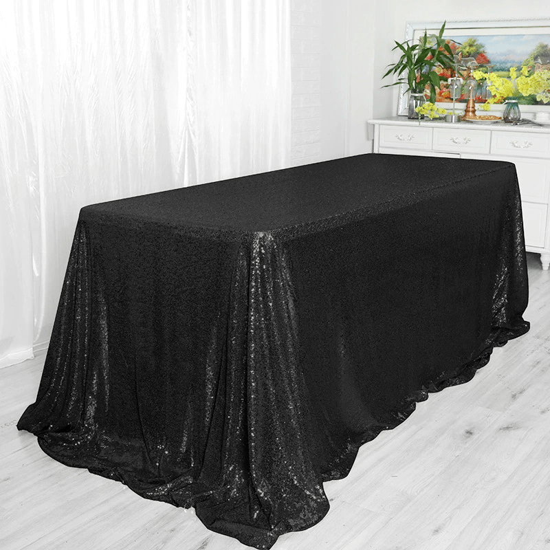 Mini Sequin Rectangle Tablecloth Black - YauSpark