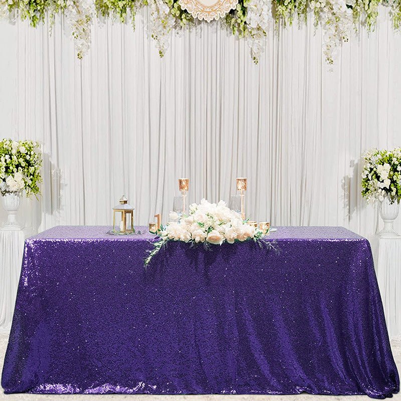 Mini Sequin Rectangle Tablecloth Eggplant Purple - YauSpark