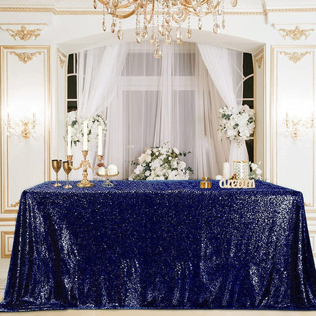 Mini Sequin Rectangle Tablecloth Navy Blue - YauSpark