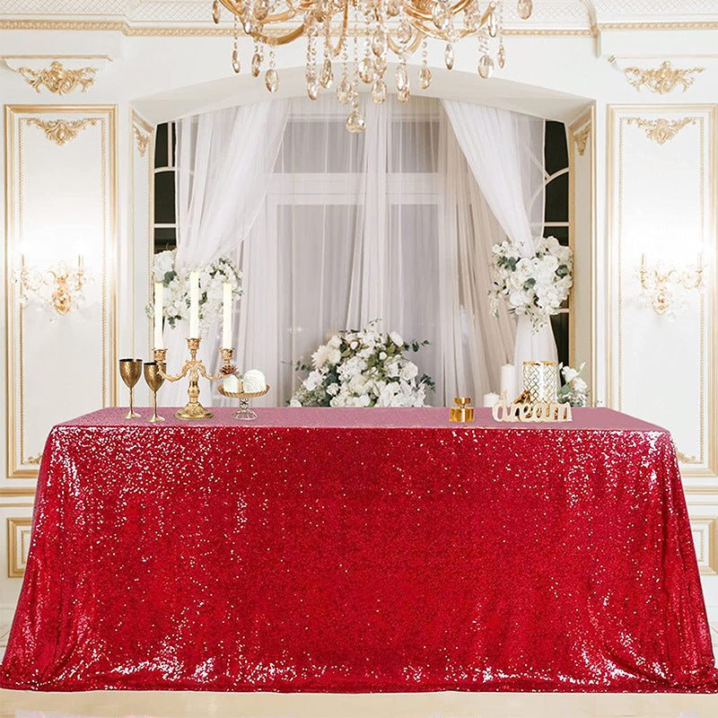 Mini Sequin Rectangle Tablecloth Red - YauSpark
