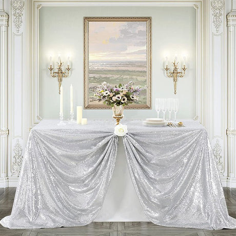 Mini Sequin Rectangle Tablecloth Silver - YauSpark