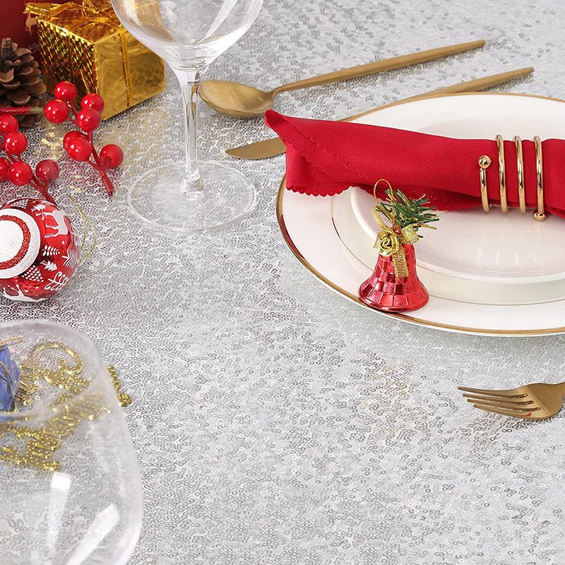 Mini Sequin Rectangle Tablecloth Silver - YauSpark