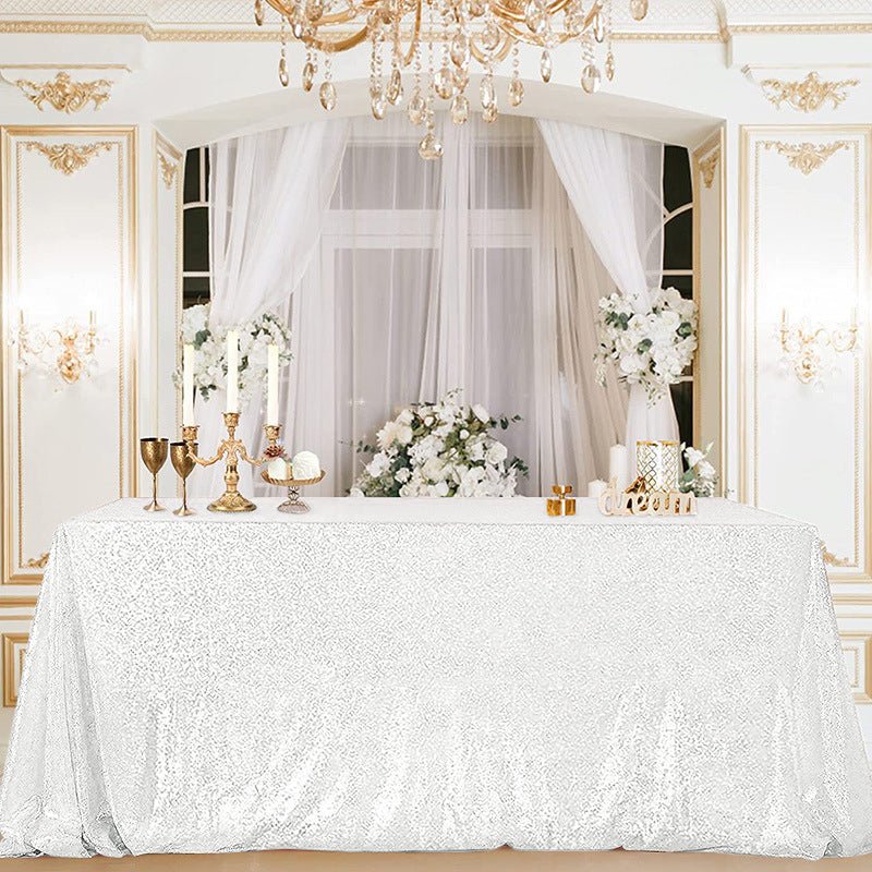 Mini Sequin Rectangle Tablecloth White - YauSpark