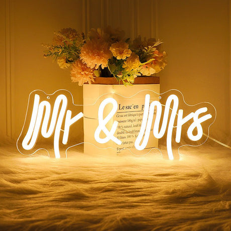 Mr & Mrs LED Neon Light Sign With Chain 33" - YauSpark