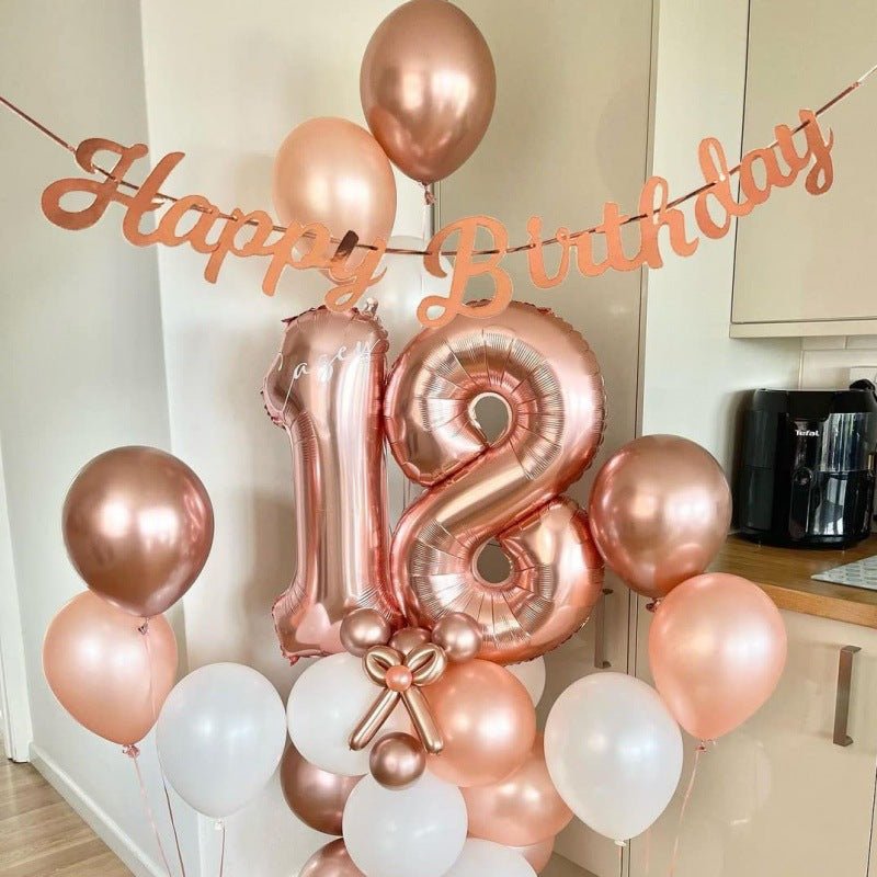 Number Mylar Foil Balloons 32" Rose Gold - YauSpark