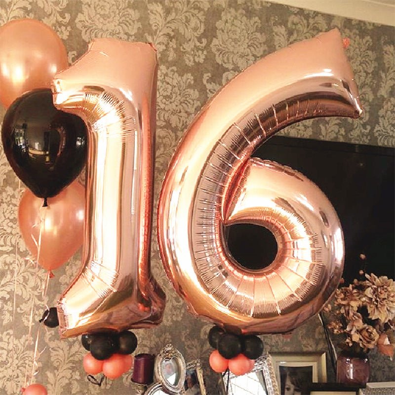 Number Mylar Foil Balloons 32" Rose Gold - YauSpark