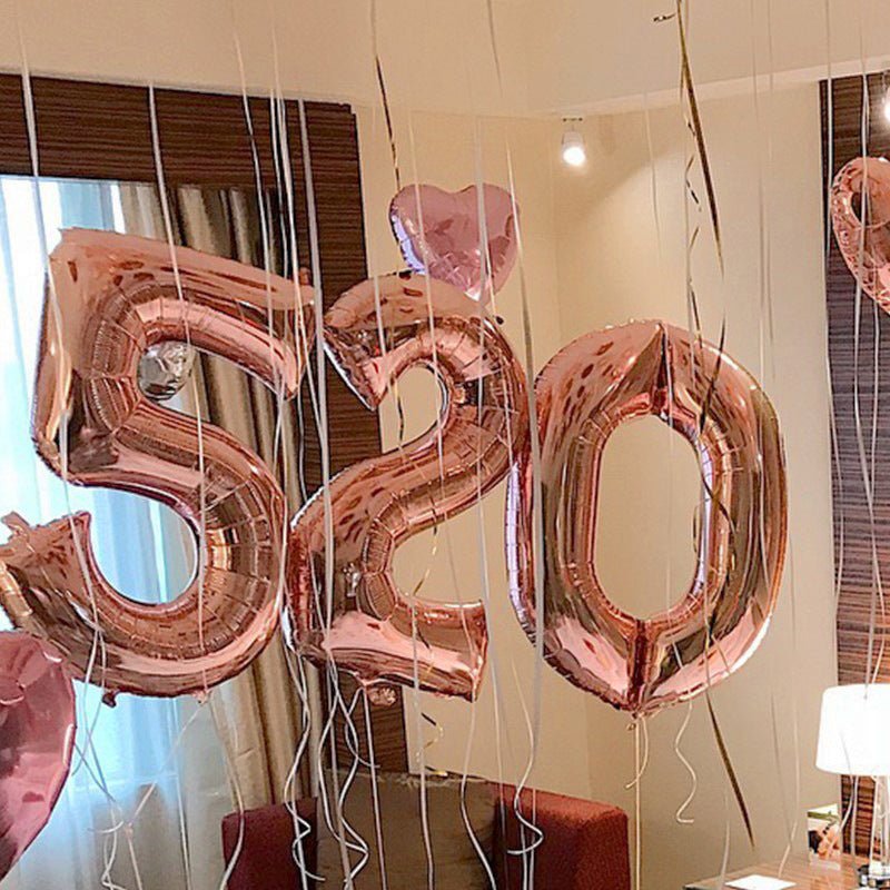 Number Mylar Foil Balloons 32" Rose Gold - YauSpark
