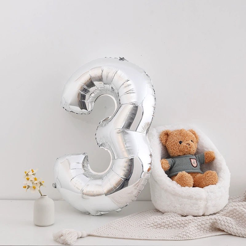 Number Mylar Foil Balloons 32" Silver - YauSpark
