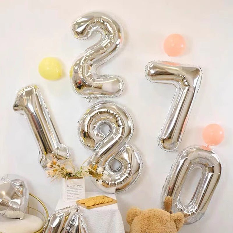 Number Mylar Foil Balloons 32" Silver - YauSpark