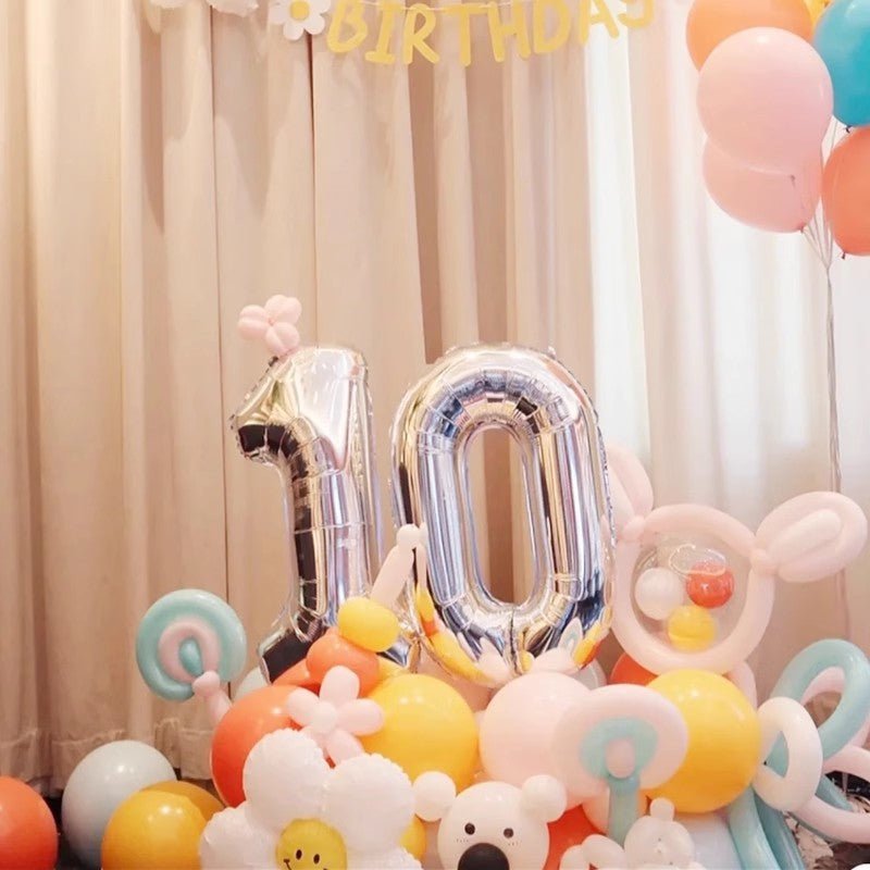 Number Mylar Foil Balloons 32" Silver - YauSpark