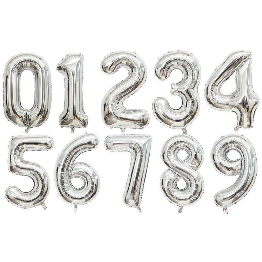 Number Mylar Foil Balloons 32" Silver - YauSpark