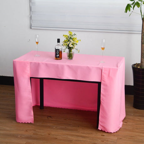 Open Back Fitted Polyester Rectangle Tablecloth 72"x30" Pink - YauSpark