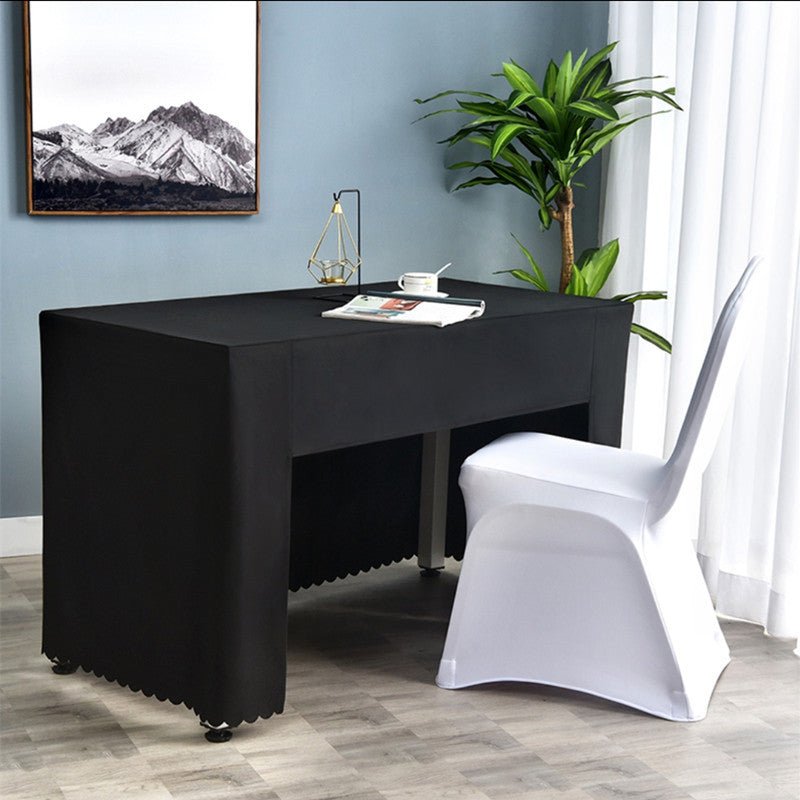 Open Back Fitted Polyester Rectangle Tablecloth 96"x30" Black - YauSpark