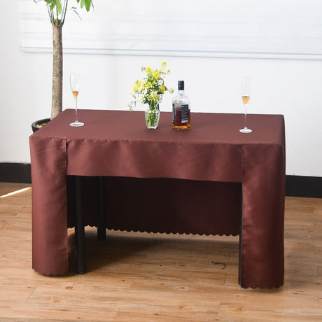 Open Back Fitted Polyester Rectangle Tablecloth 96"x30" Dark Brown - YauSpark