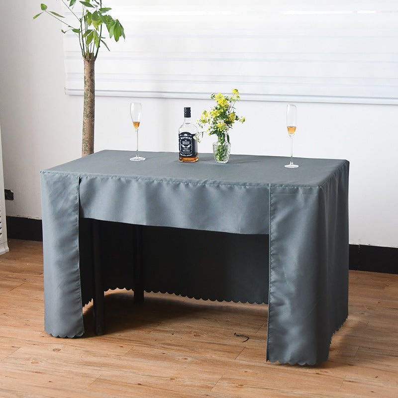 Open Back Fitted Polyester Rectangle Tablecloth 96"x30" Dark Gray - YauSpark