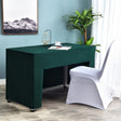 Open Back Fitted Polyester Rectangle Tablecloth 96"x30" Dark Green - YauSpark