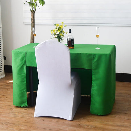 Open Back Fitted Polyester Rectangle Tablecloth 96"x30" Emerald Green - YauSpark