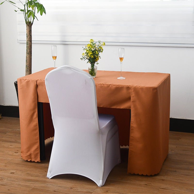 Open Back Fitted Polyester Rectangle Tablecloth 96"x30" Light Brown - YauSpark